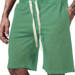 Men's Solid Drawstring Waist Shorts
