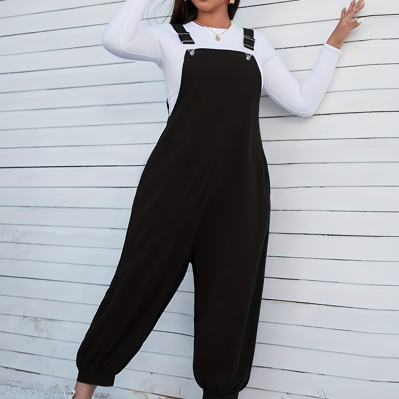 Corduroy Buckle Tapered Leg Jumpsuit