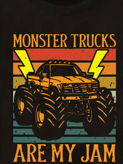 Colorful Monster Truck Print Boys Casual Pullover Sweatshirt