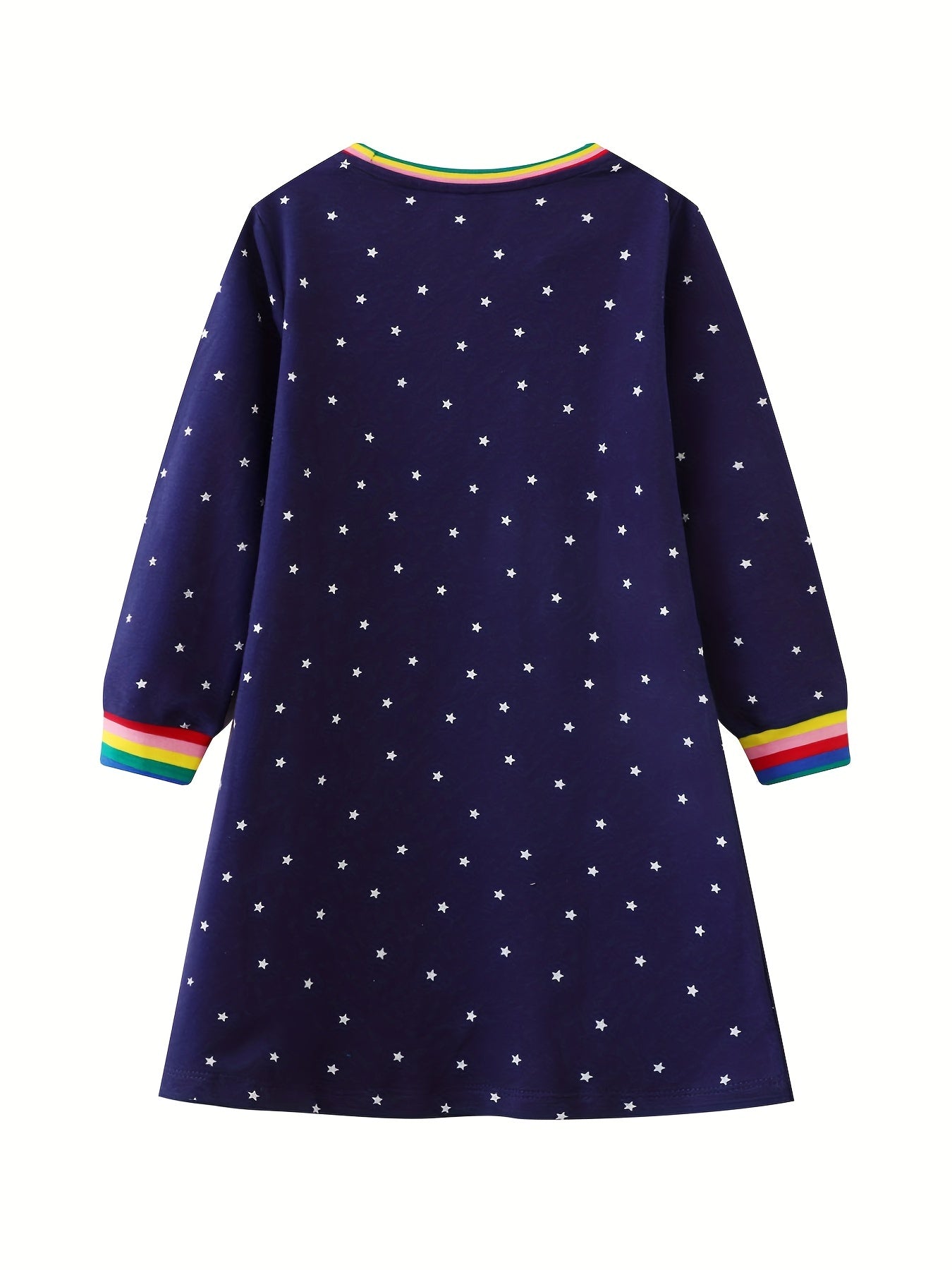 Girls' Pumpkin Animal Embroidered Long Sleeve Shirt Dress