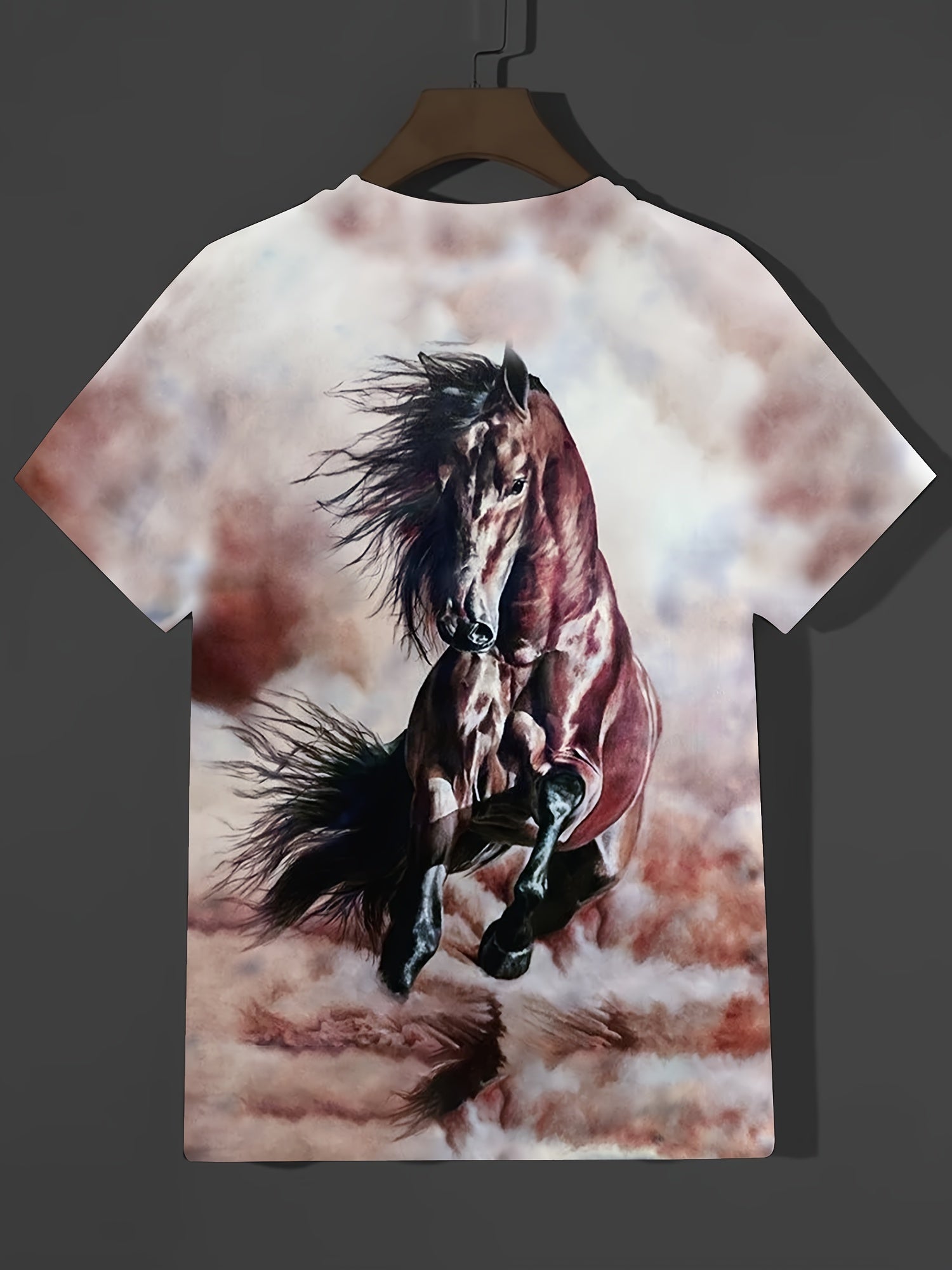 Horse 3D Print Men's Short Sleeve T-shirt Summer Fashion Tee