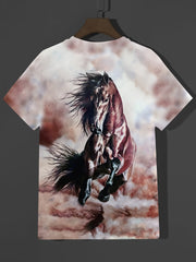 Horse 3D Print Men's Short Sleeve T-shirt Summer Fashion Tee