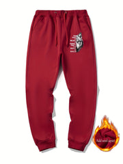 Wolf Pattern Casual Stretch Joggers Men's Sweatpants