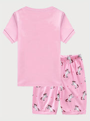 Toddler Girls Unicorn Pajama Set Crew Neck T Shirt Top & Shorts Sleepwear