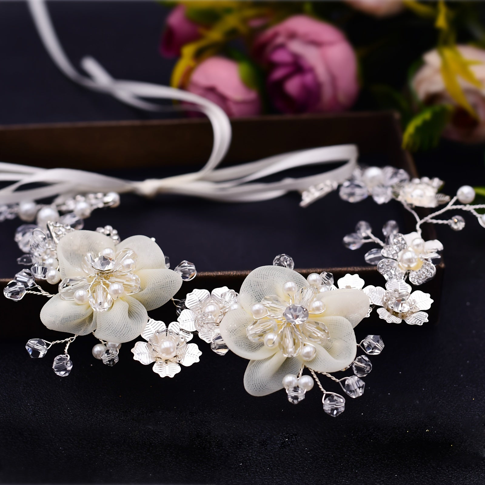 Faux Pearl Bridal Garter Belt Rhinestone Strappy Leg Suspender Belts