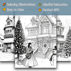Christmas House Adult Coloring Book Snowy Scene Horse