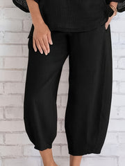 Minimalist Wide Leg Pant Solid Color Casual Elastic Waist
