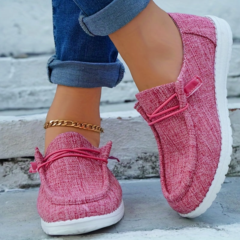 Women's Lace Up Flat Loafers Lightweight Anti-skid Canvas Shoes
