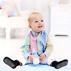 12 Pairs Toddler Boys Socks with Grip Non-slip Bottom Comfy Crew Socks for Kids