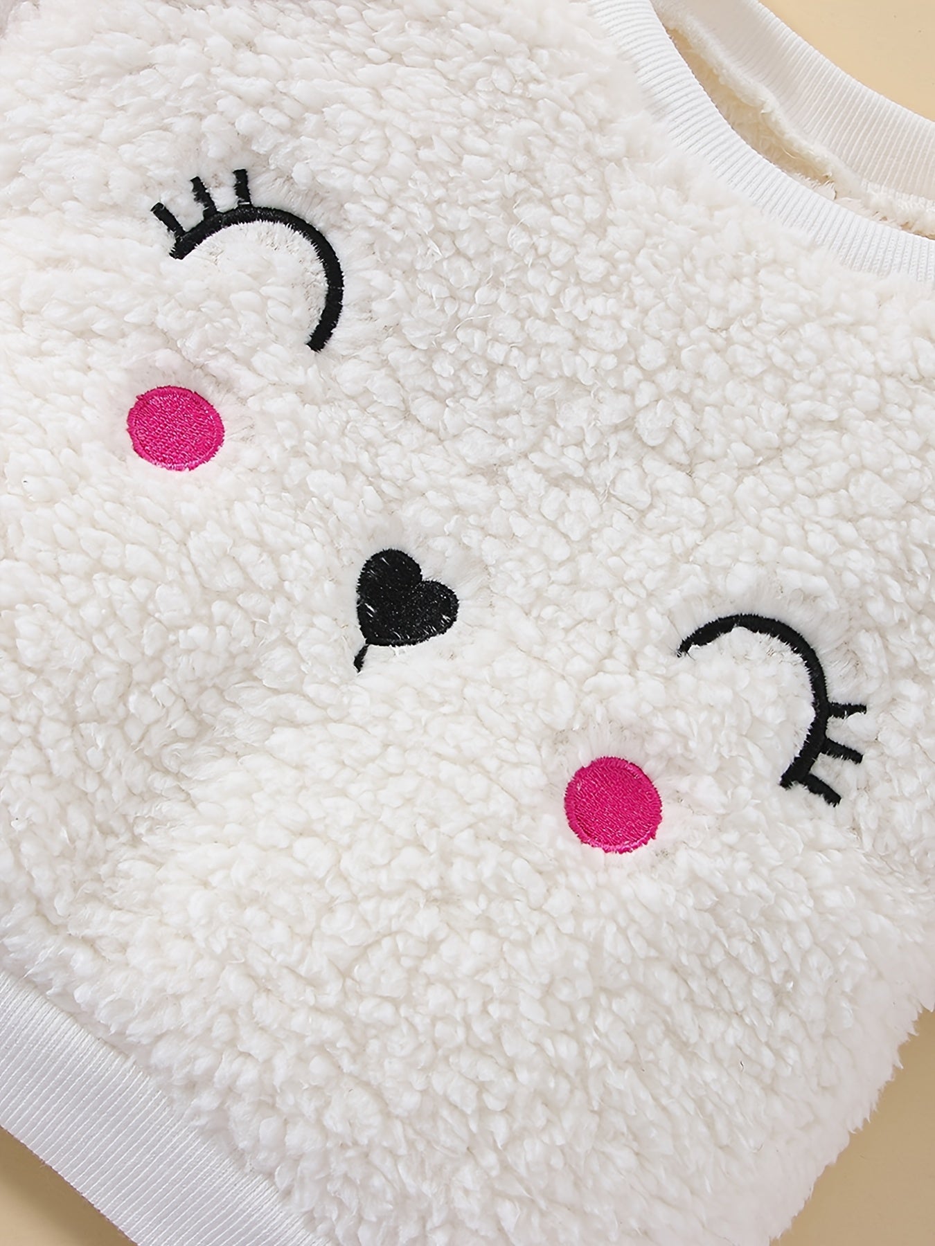 Girls Fleece Animal Embroidered Set Winter Baby Clothes