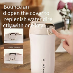 400ml Stainless Steel Water Bottle Portable Leakproof Flip Top Cup