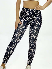Letter Print Yoga Pants High Stretch Slim Fit Sports Yoga Leggings