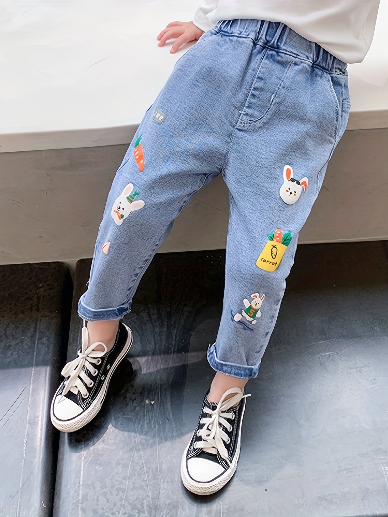Baby Toddler Jeans Cartoon Graphic Casual Denim Pants