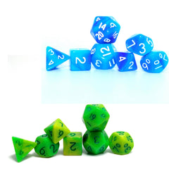 Mini Polyhedral Dice Set Light Green & Green Set & Light & Dark Set