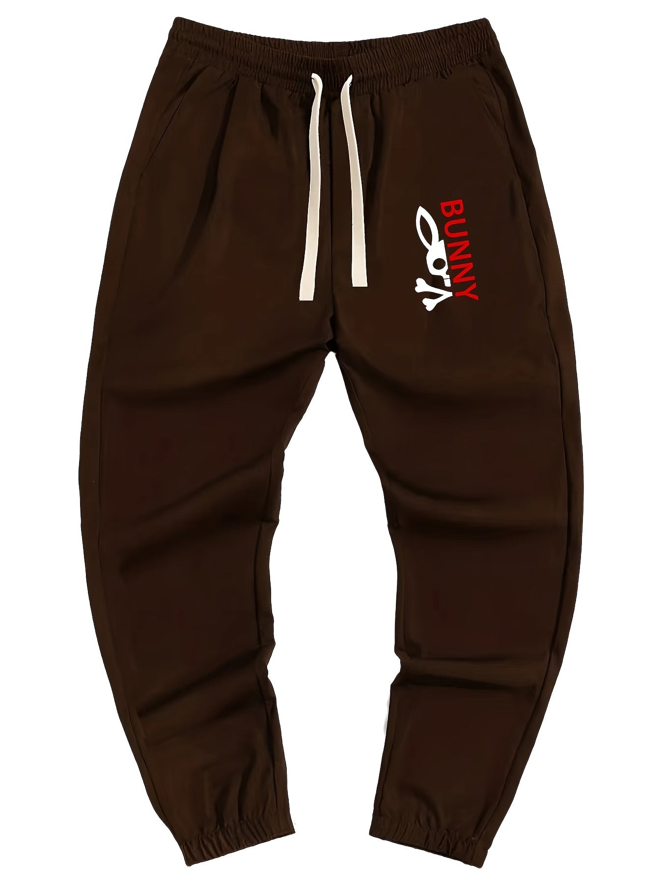 Bunny Print Drawstring Sweatpants Loose Fit Joggers Men's Casual Pants