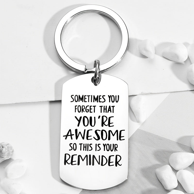 Boys Casual Stainless Steel YOU ARE AWESOME Keychain