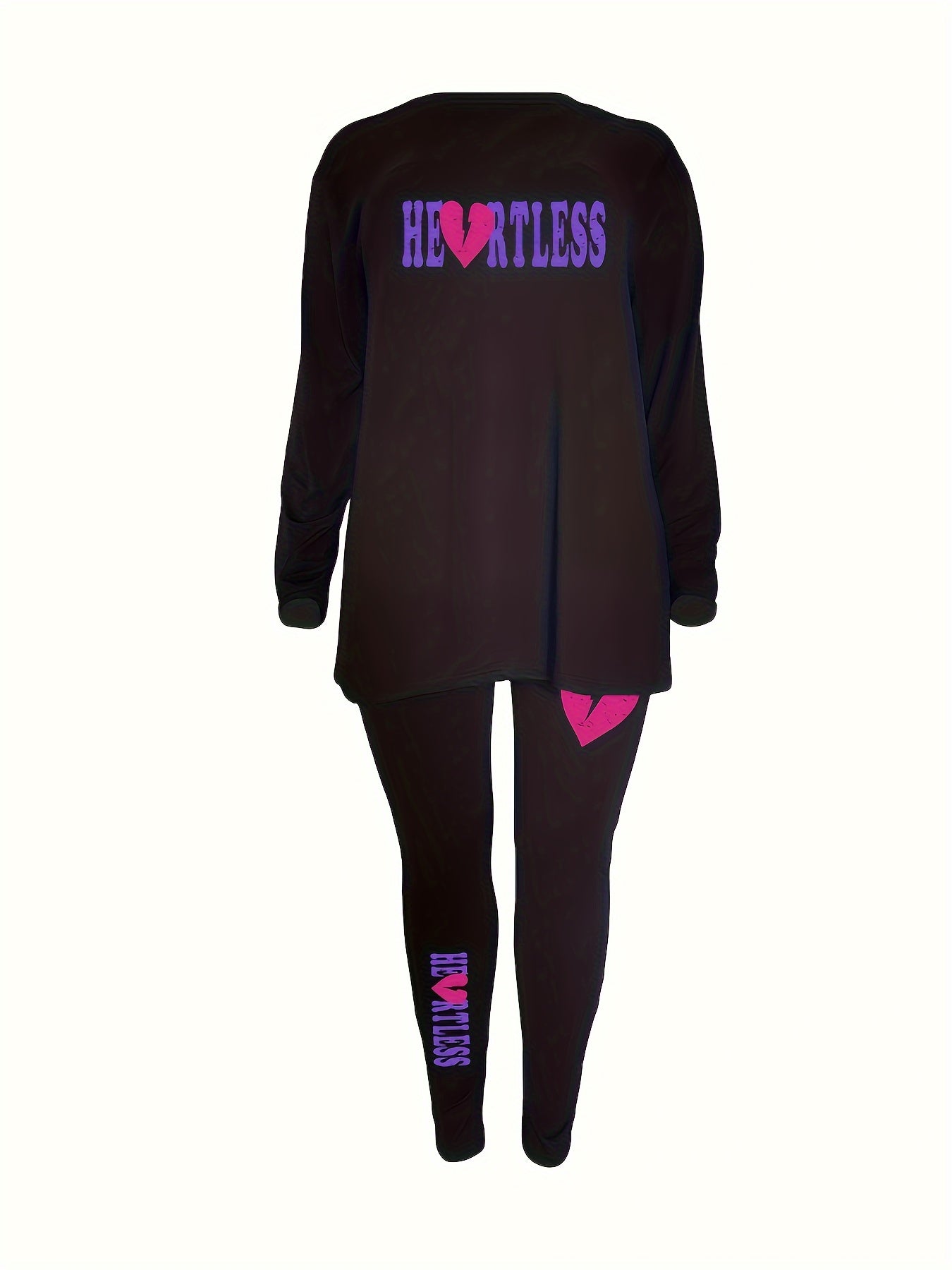 Heart Letter Print Top & Leggings 2 Piece Set