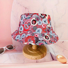 Unisex Printed Sunshade Bucket Hat Unicorn Bear Double sided Sun Hat