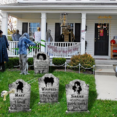 4pcs Halloween Decorations Witches Tombstones Gravestone Decor Yard Signs