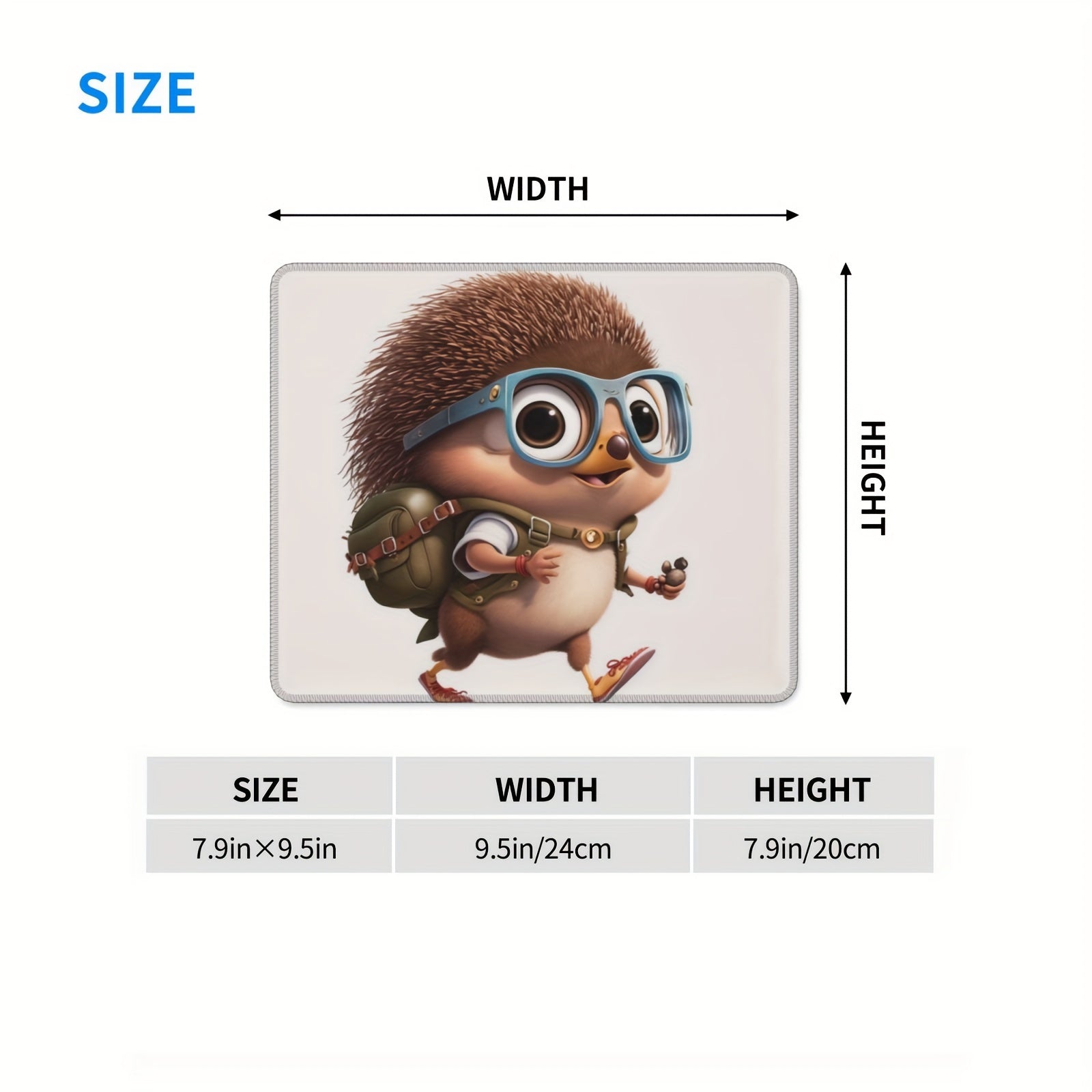 Small Hedgehog Pattern Square 20x24cm Mouse Pad Non-slip Rubber Lock Edge