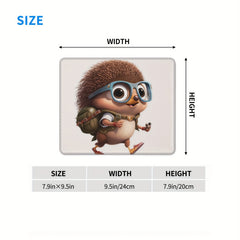 Small Hedgehog Pattern Square 20x24cm Mouse Pad Non-slip Rubber Lock Edge