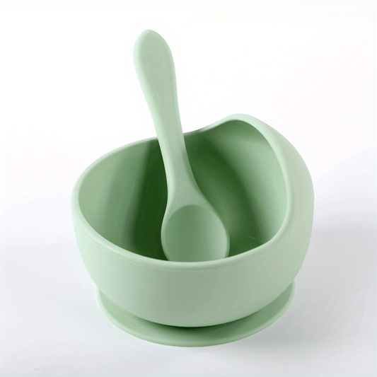 Baby Bowl and Spoon Set for Independent Eating with Silicone Sucker Bowl