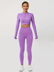 Yoga Set Long Sleeve Crop Top & Leggings Women's Activewear