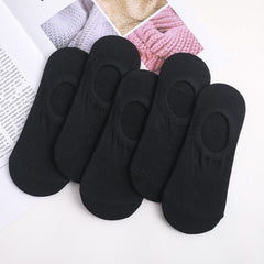 5 Pairs Women's Cotton Anti Skid Boat Socks