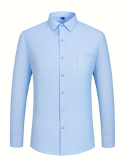 Men's Casual Long Sleeve Shirt with Chest Pocket