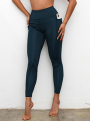 High Waisted Workout Leggings Solid Color Yoga Gym Tight Pants with Pocket
