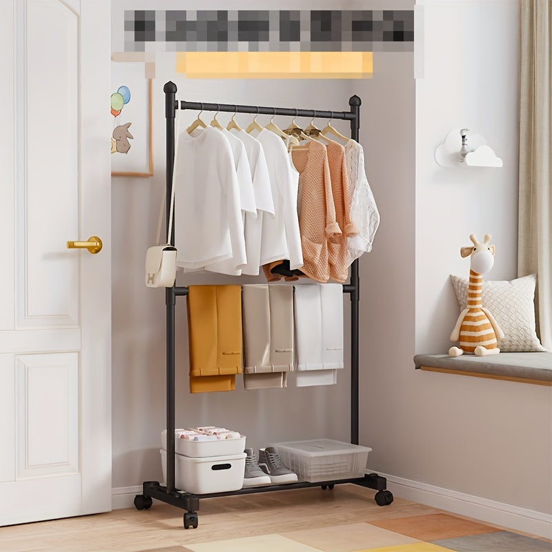 1pc Entrance Coat Rack 2 Rods Shoe Rack with Storage Shelves - Hallway Organizer
