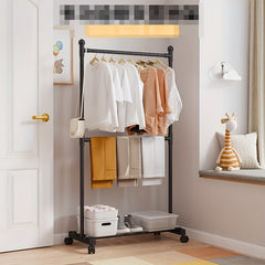 1pc Entrance Coat Rack 2 Rods Shoe Rack with Storage Shelves - Hallway Organizer