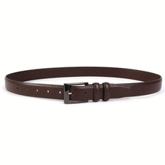 Coffee Leather Men's Belt Single Pin Buckle