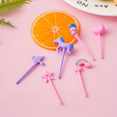 6pcs Unicorn Lunch Box Food Picks, Decorative Reusable Toothpick Set