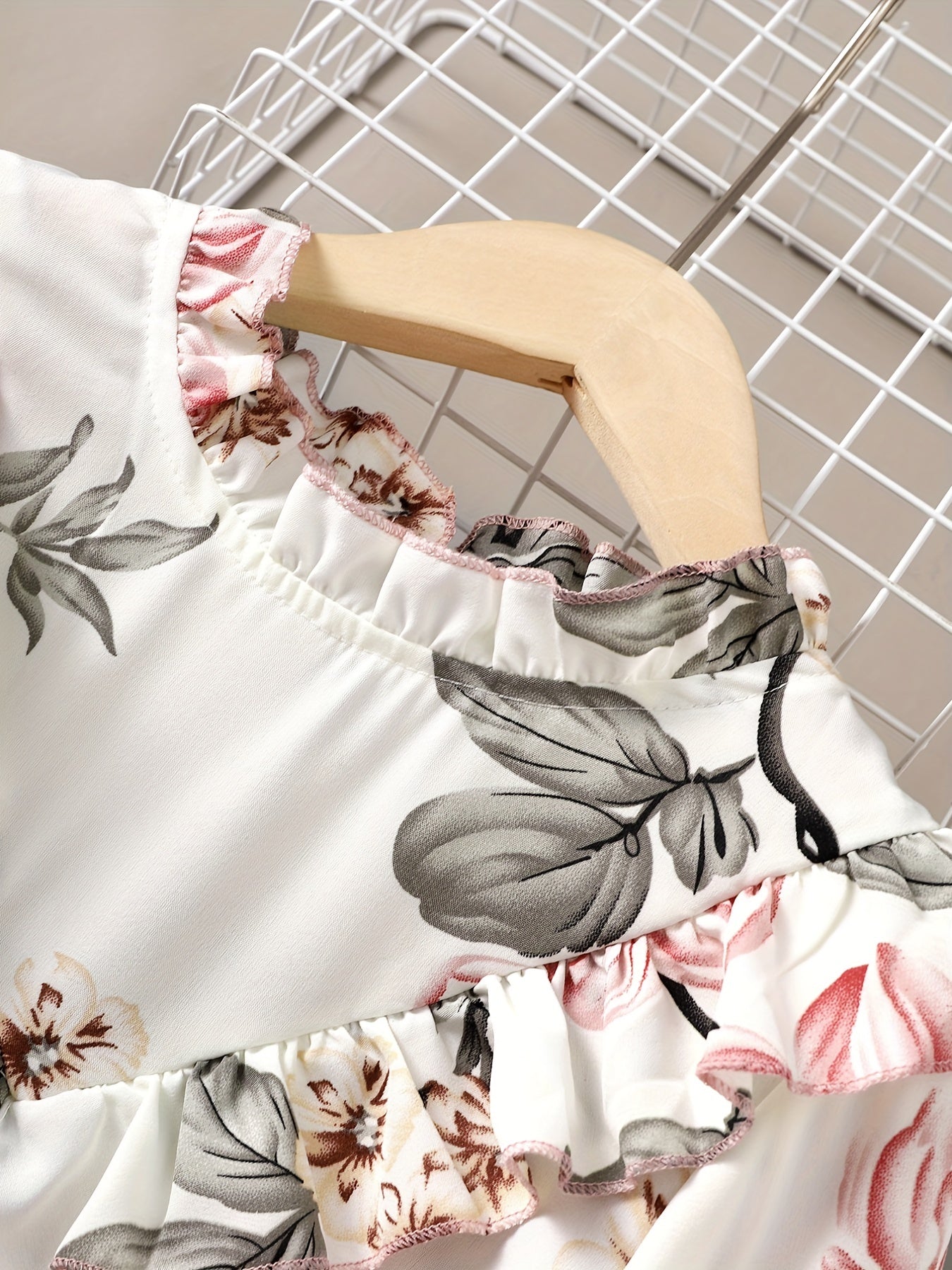 Boho Floral Ruffle Collar Long Sleeve Dress For Party Going Out
