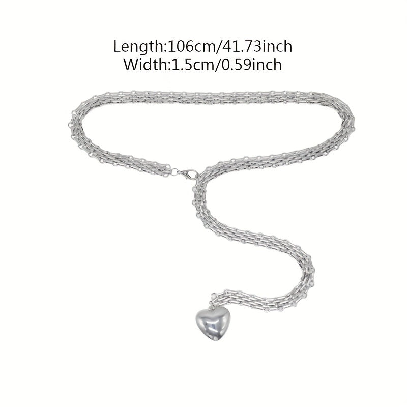 Punk Metal Heart Pendant Belly Chain Hip Hop Decorative Belt Dress Girdle