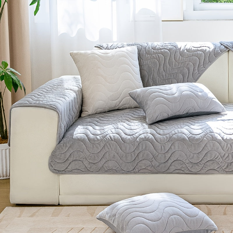 Plush Sofa Slipcover Warm Soft Couch Cover Furniture Protector