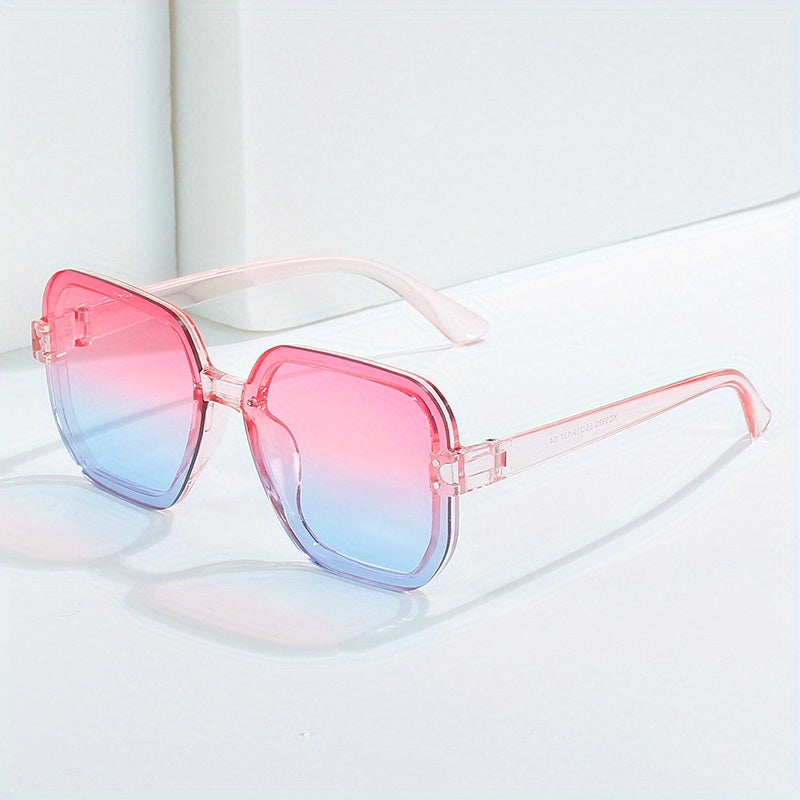 Ombre Lens Sunglasses Large Casual Rivet Decor Glasses UV400