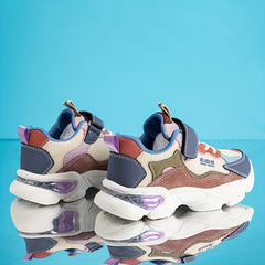 Girl's Hook and Loop Running Shoes Anti-skid Breathable Sneakers