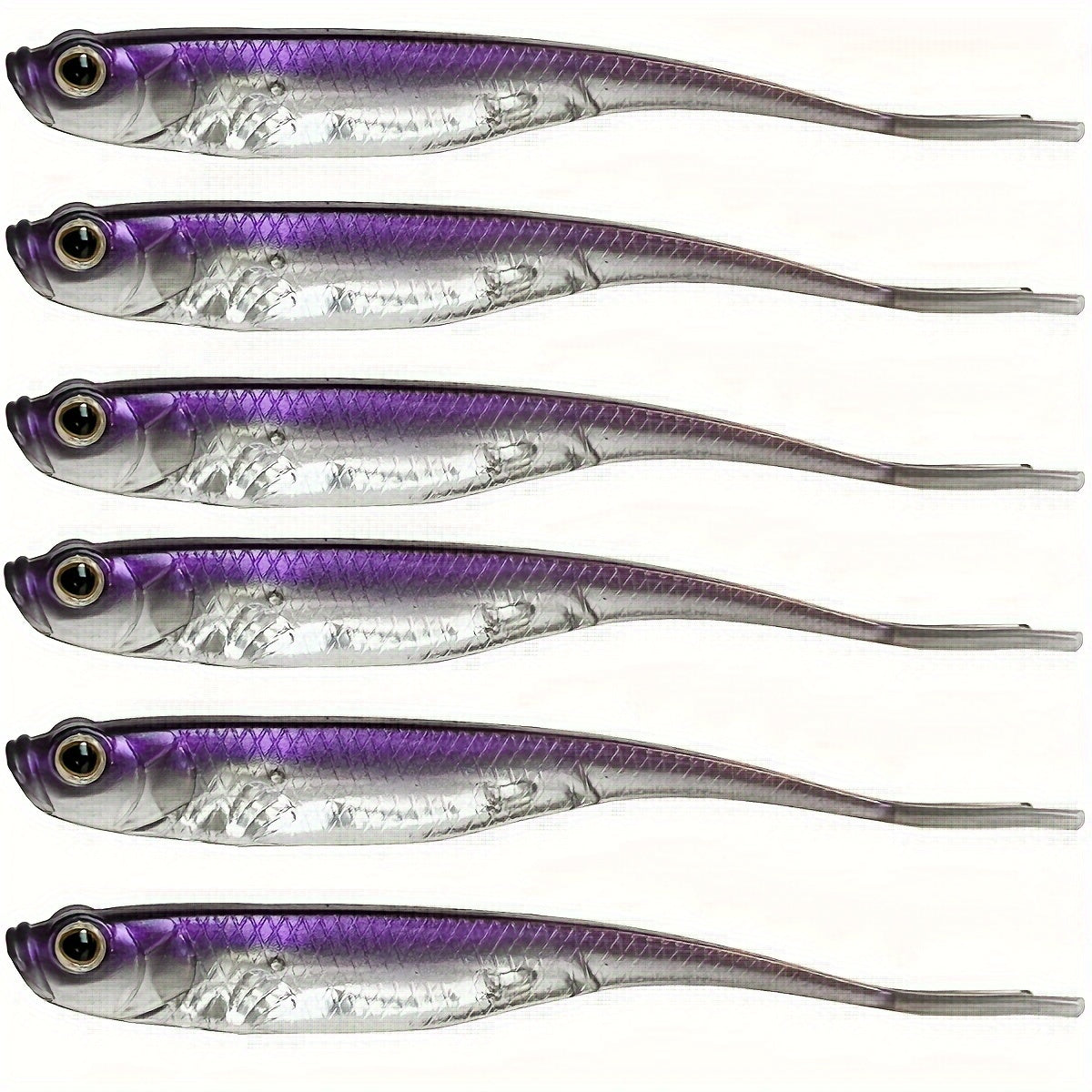 6pcs Fork Tail Fishing Lure Bionic Soft Lure Artificial Swimbait