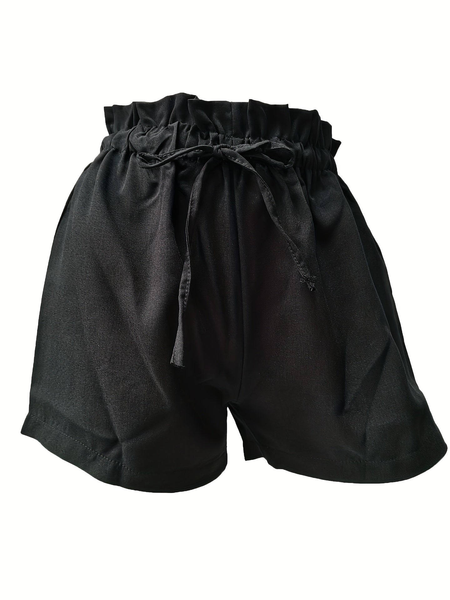 Solid Drawstring Waist Shorts for Women