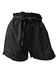 Solid Drawstring Waist Shorts for Women