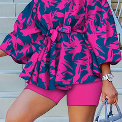 Belted Off Shoulder Top & Shorts Set
