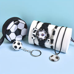 Boys Football Quartz Watch Set 6pcs