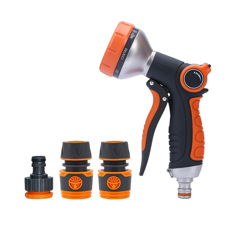 Adjustable 8-Pattern Garden Hose Nozzle with Water Volume Control Valve