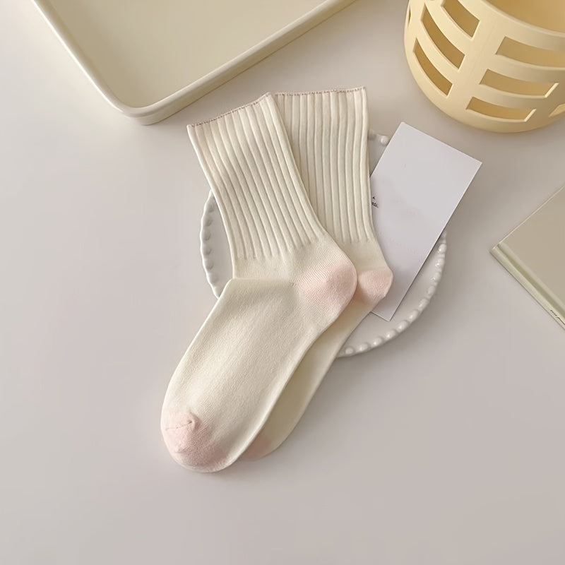 Colorblock Trim Socks Comfy & Breathable Women's Stockings