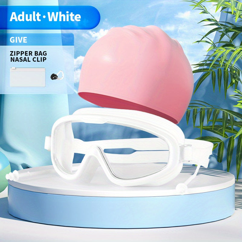 Large Frame Swimming Goggles With Earplugs for Adults