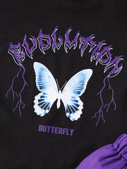 Boys Butterfly Graphic T-shirt & Shorts Summer Outfit Set