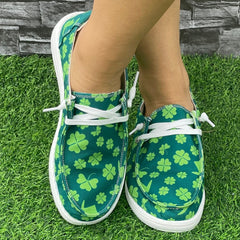 Women's Clover Flat Anti Slip Skateboard Shoes Lightweight Walking Shoes