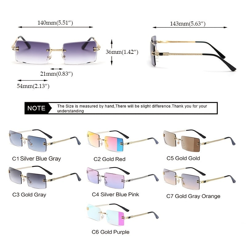 HBK Retro Vintage Tinted Rimless Sunglasses